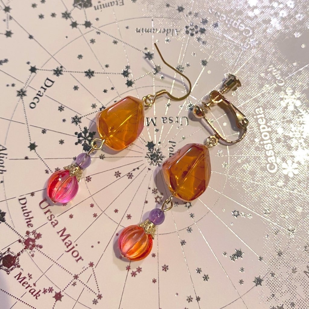 ハロウィンキャンディ耳飾り