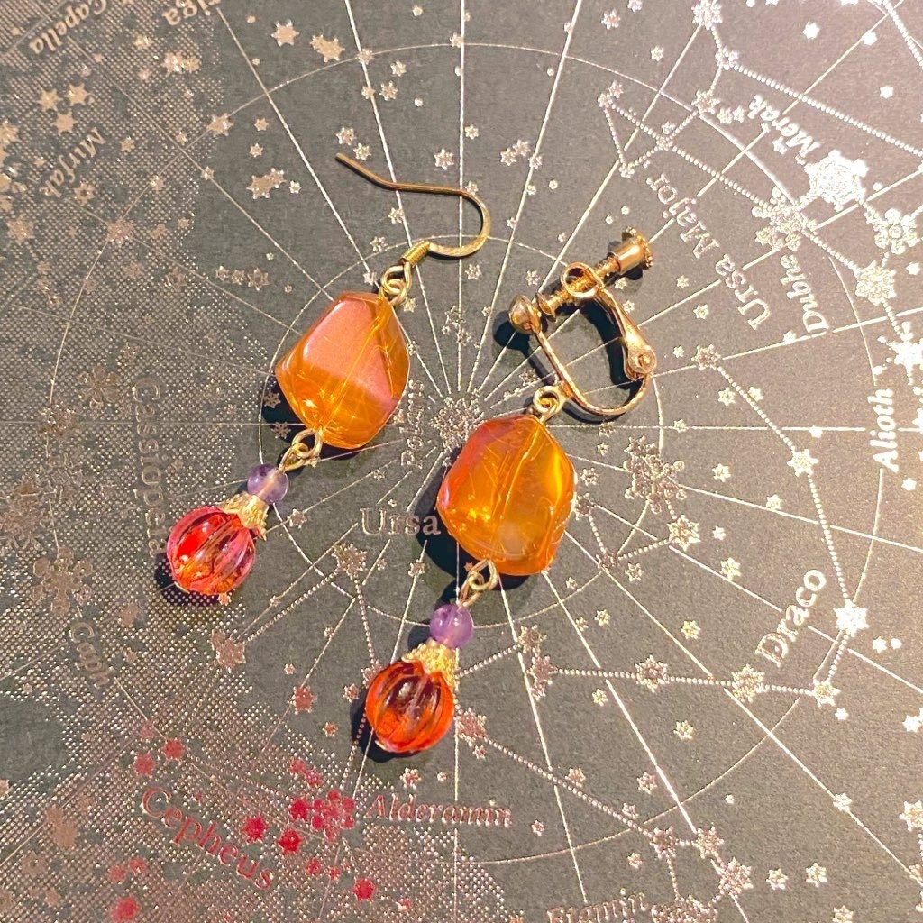 ハロウィンキャンディ耳飾り