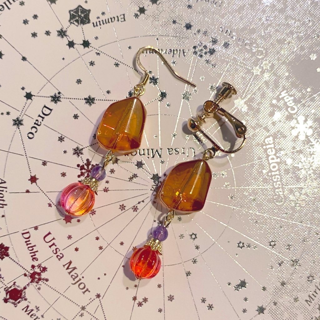 ハロウィンキャンディ耳飾り