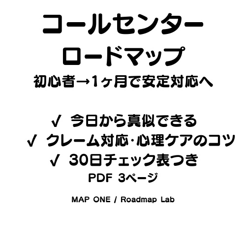 コールセンターロードマップ（初心者→1ヶ月で安定対応へ）PDF3ページ