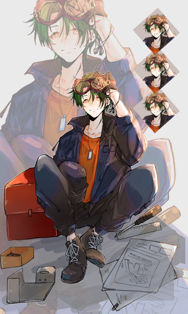 【TRPG有料立ち絵_全身+差分3種】エンジニア男性