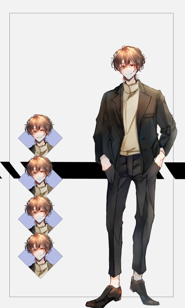 【TRPG有料立ち絵_全身+差分3種】スーツ男性(カジュアルより)