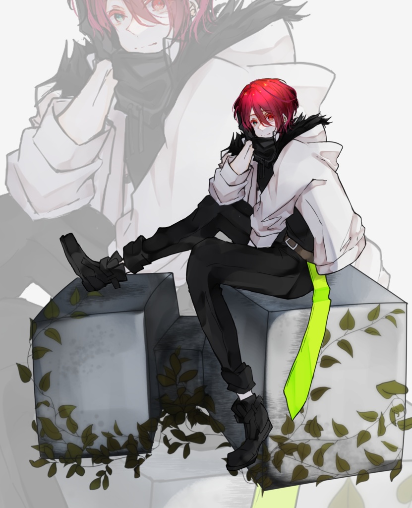 【TRPG有料立ち絵_全身+差分3種】カジュアル男性【小物差分有】