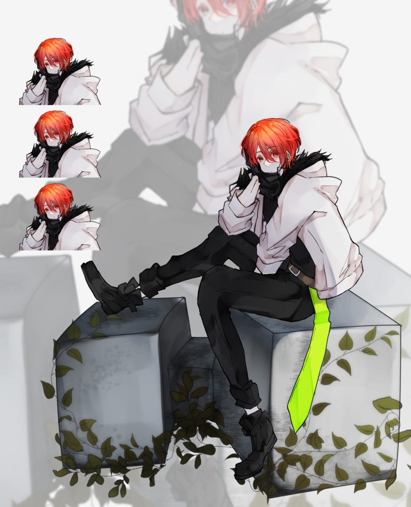 【TRPG有料立ち絵_全身+差分3種】カジュアル男性【小物差分有】