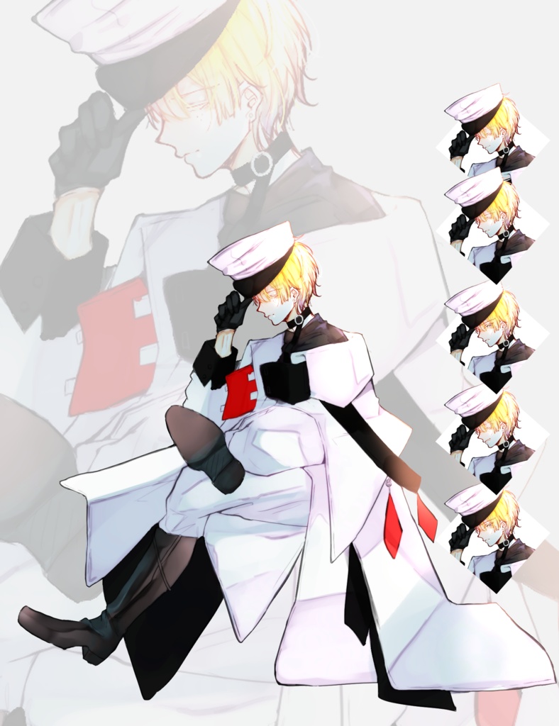 【TRPG有料立ち絵_全身+差分4種】軍服男性