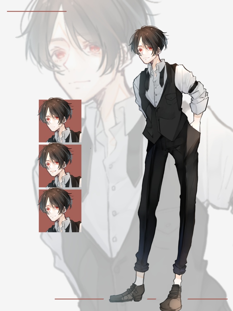 【TRPG有料立ち絵_全身+差分3種】スーツ男性