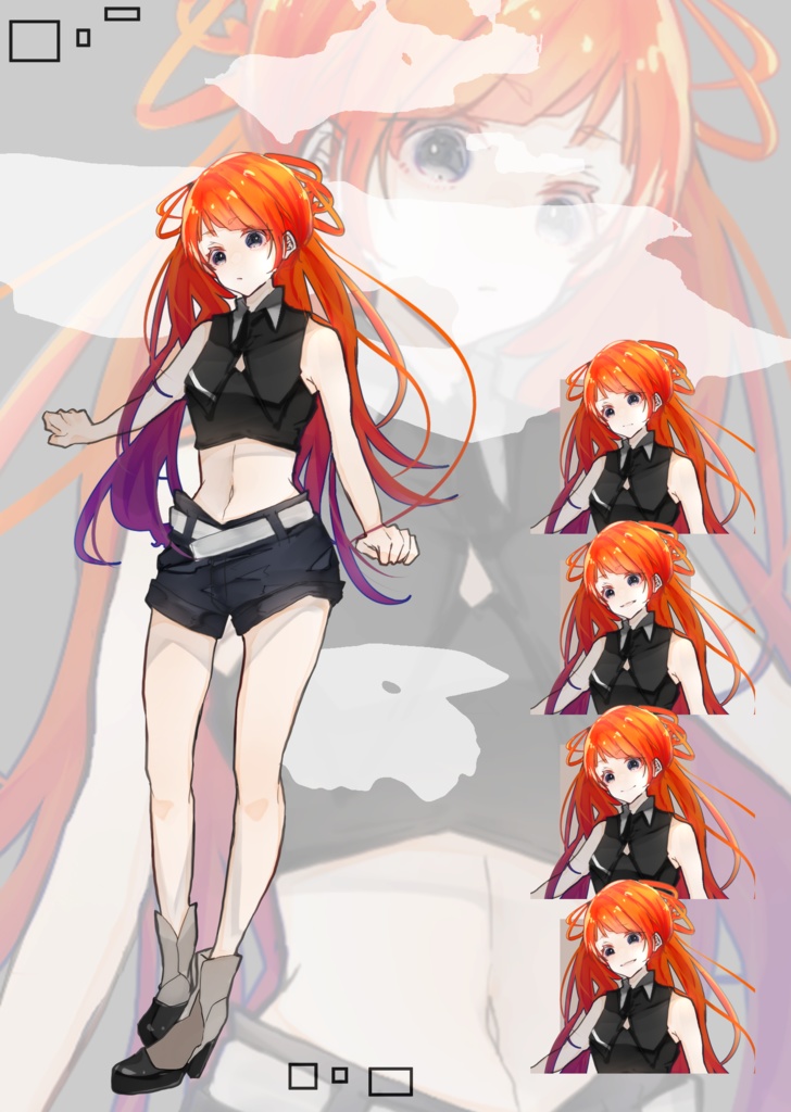 【TRPG有料立ち絵_全身+差分4種】オレンジ髪女性