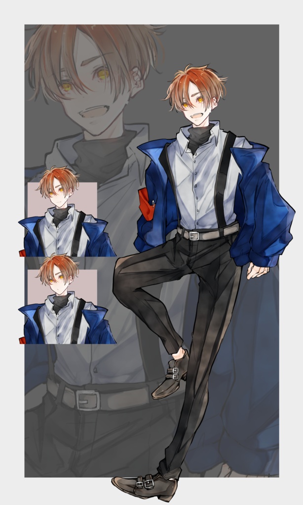 【TRPG有料立ち絵_全身+差分2種】カジュアル刑事ぽい男性