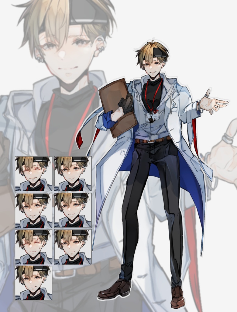 【TRPG有料立ち絵_全身+差分5種】茶髪医者風男性