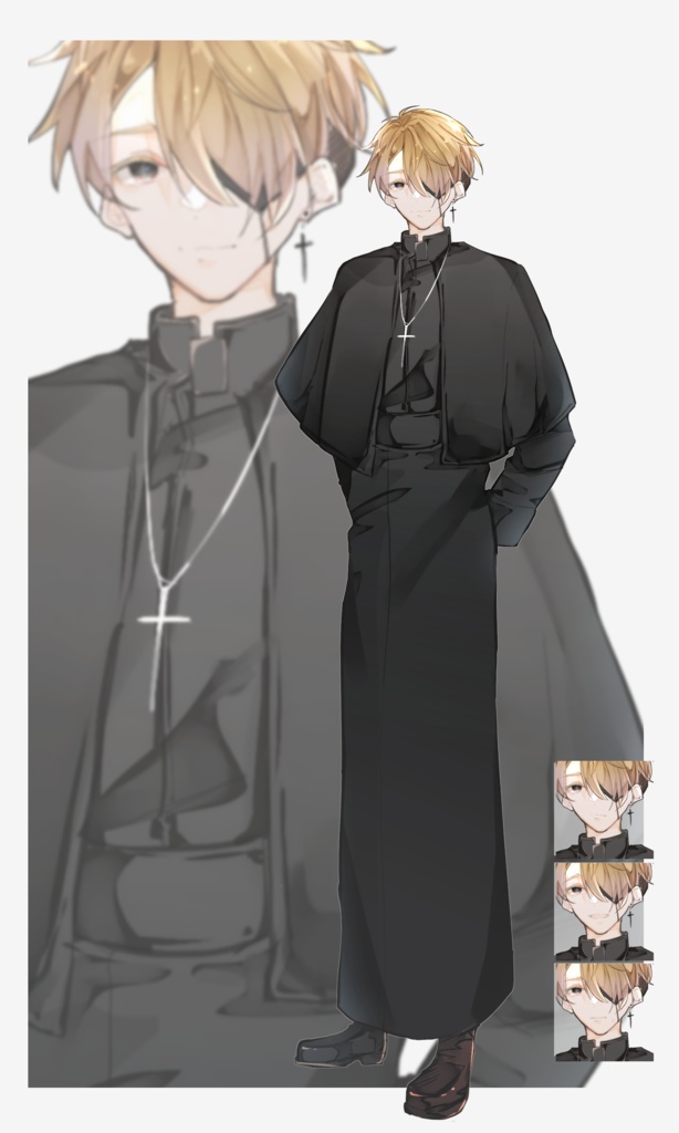【TRPG有料立ち絵_全身+差分3種】神父