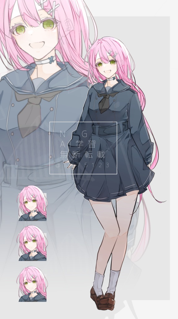 【TRPG有料立ち絵_全身+差分3種】ピンク髪女子高生