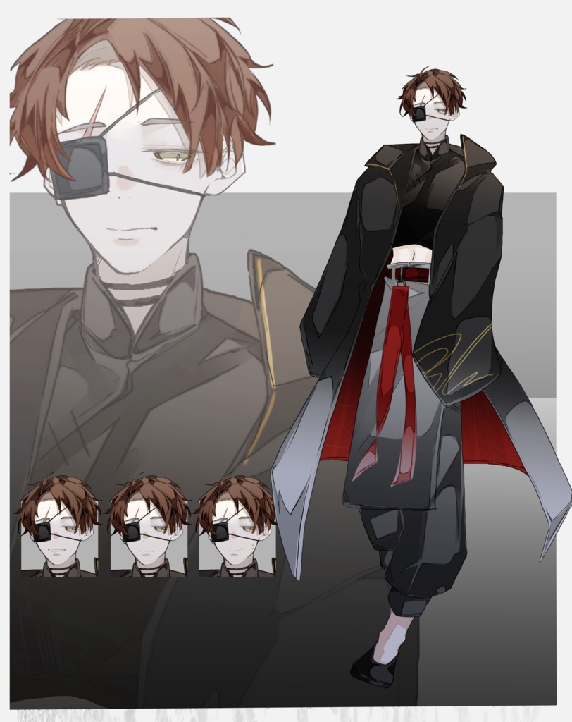 【TRPG有料立ち絵_全身+差分3種】茶髪中華風男性