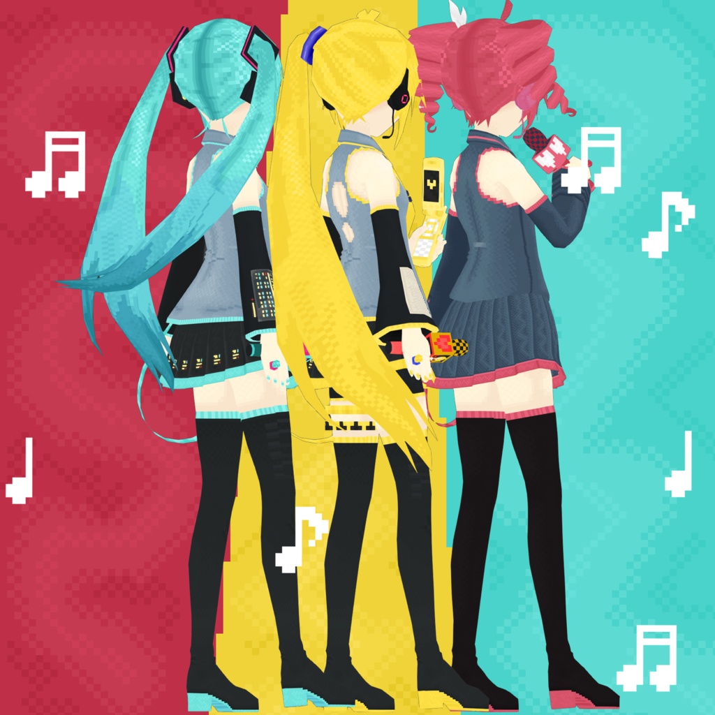 PS1 「ミク」「テト」「ネル」 Miku, Teto, Neru / 3D モデル