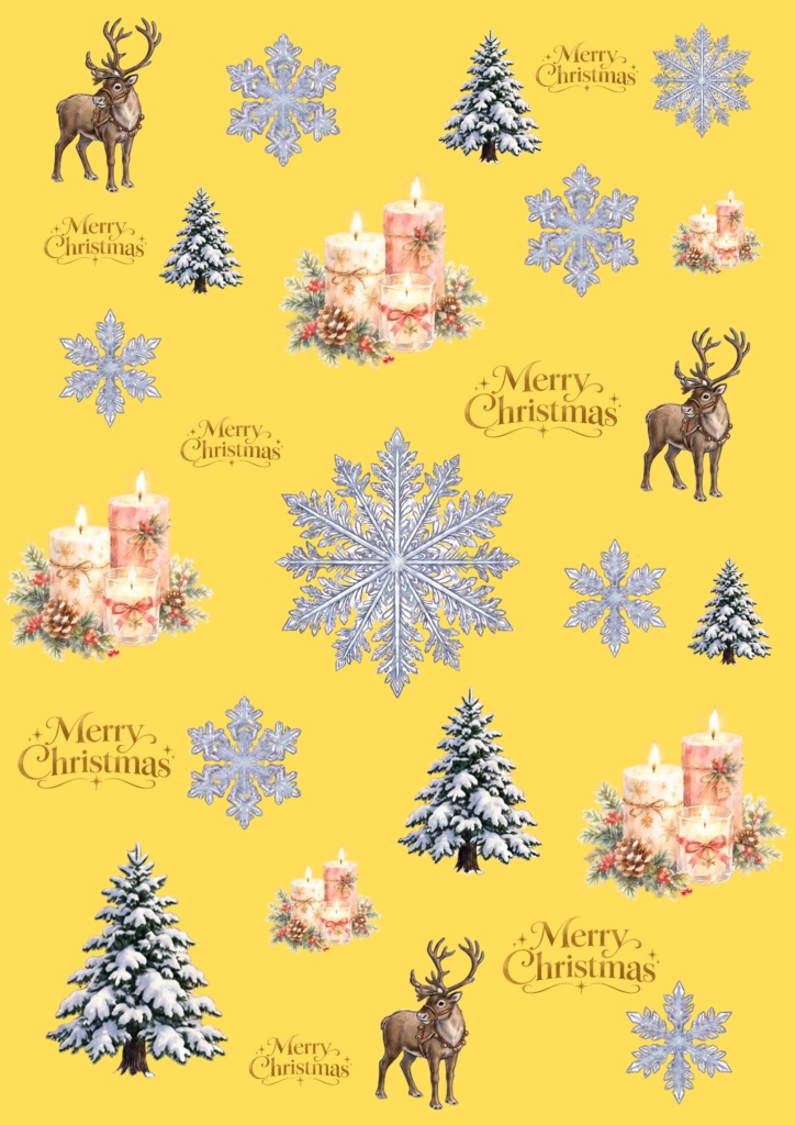 【A4 PNG】クリスマスを彩る デジタルペーパー 4種セット【ラッピング・背景素材】