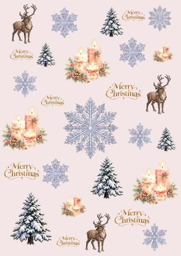 【A4 PNG】クリスマスを彩る デジタルペーパー 4種セット【ラッピング・背景素材】