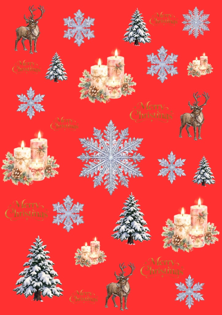 【A4 PNG】クリスマスを彩る デジタルペーパー 4種セット【ラッピング・背景素材】