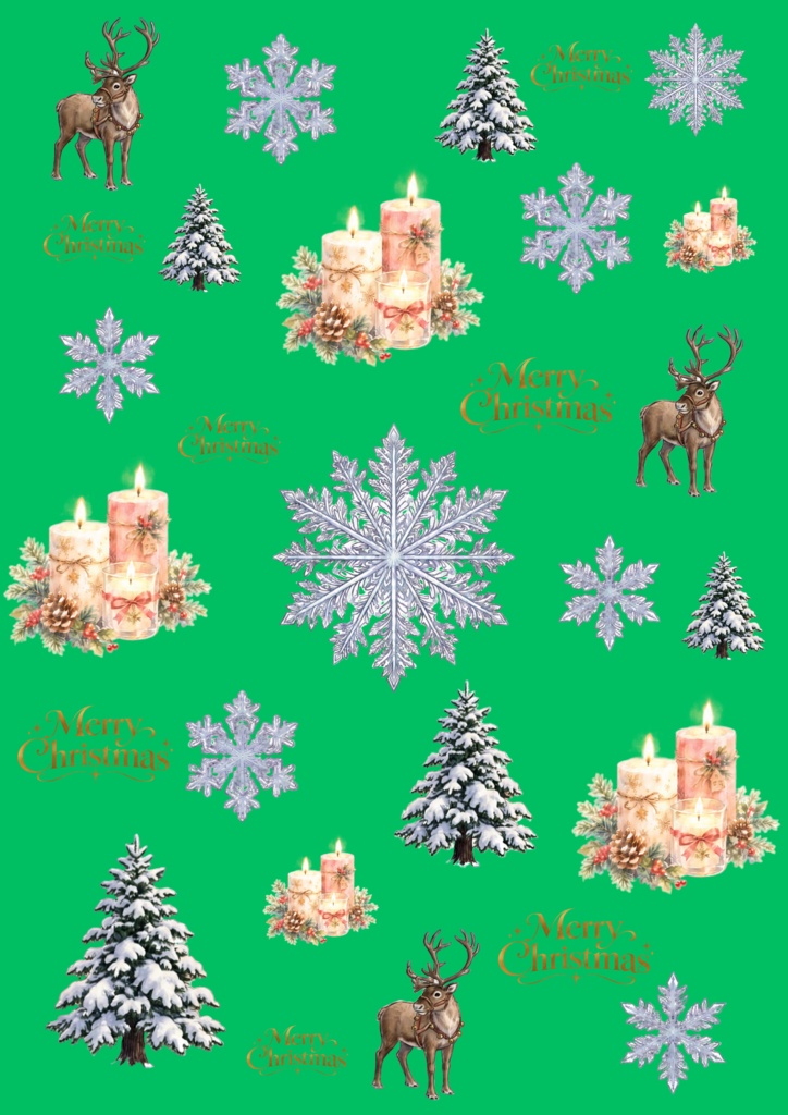 ​【A4 PNG】クリスマスを彩る デジタルペーパー 4種セット【ラッピング・背景素材】