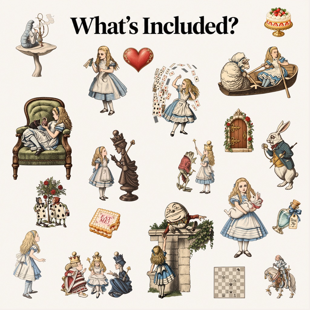 不思議の国のアリス デジタルステッカー40枚|Alice in Wonderland Digital Stickers