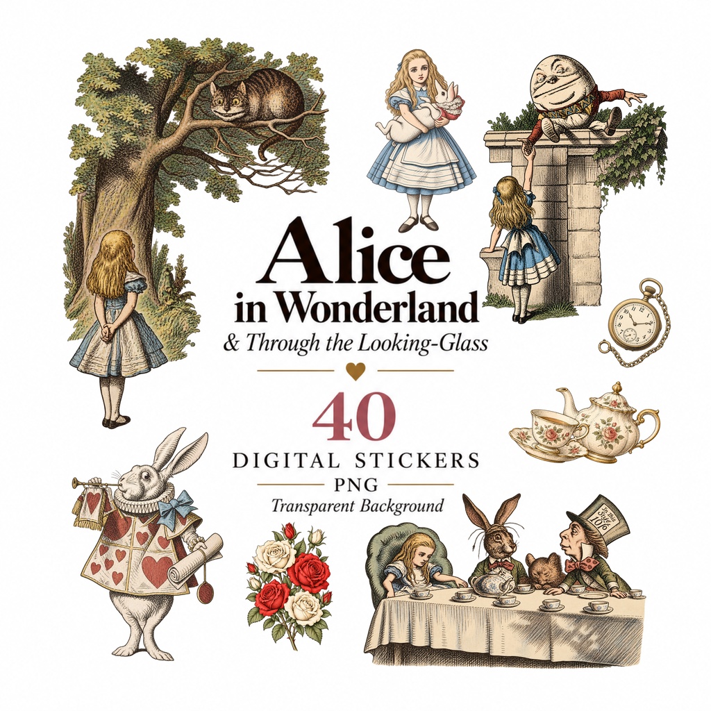 不思議の国のアリス デジタルステッカー40枚｜Alice in Wonderland Digital Stickers