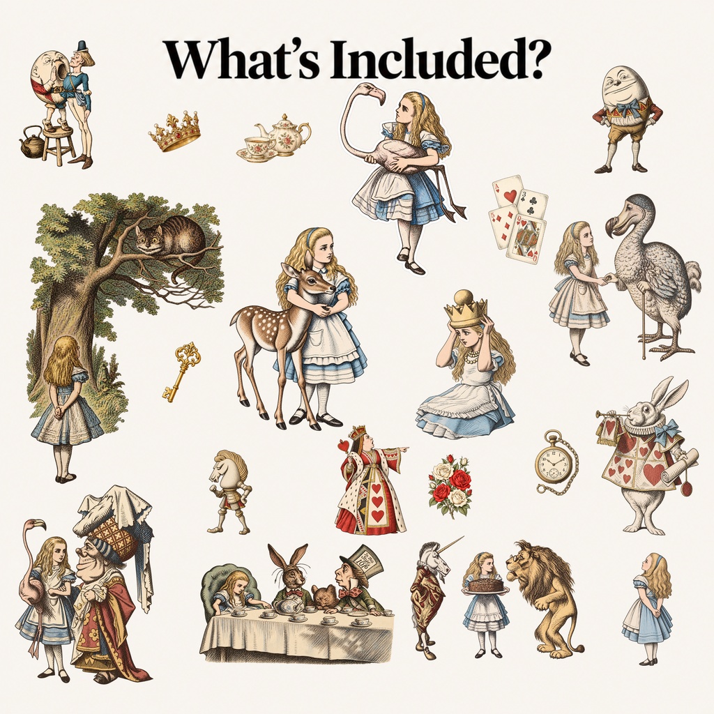 不思議の国のアリス デジタルステッカー40枚|Alice in Wonderland Digital Stickers
