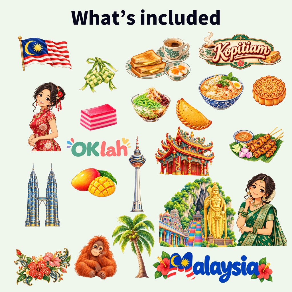 マレーシア デジタルステッカー 40枚セット|Malaysia PNG Digital Stickers