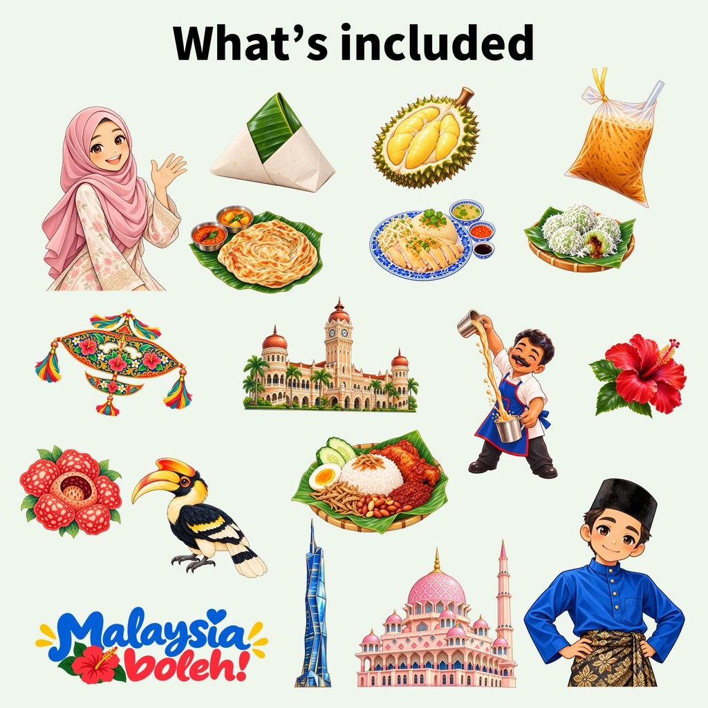 マレーシア デジタルステッカー 40枚セット|Malaysia PNG Digital Stickers