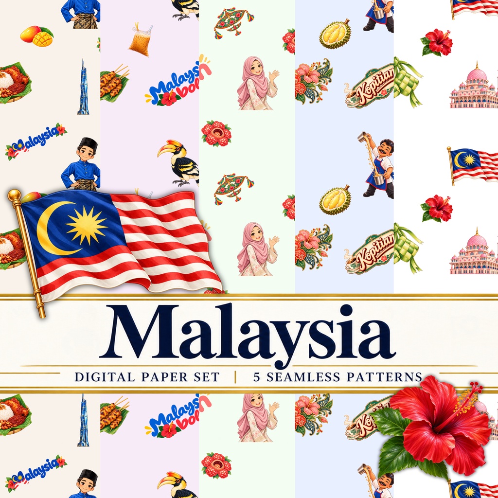 マレーシア デジタルペーパー 5枚セット|Malaysia Digital Paper