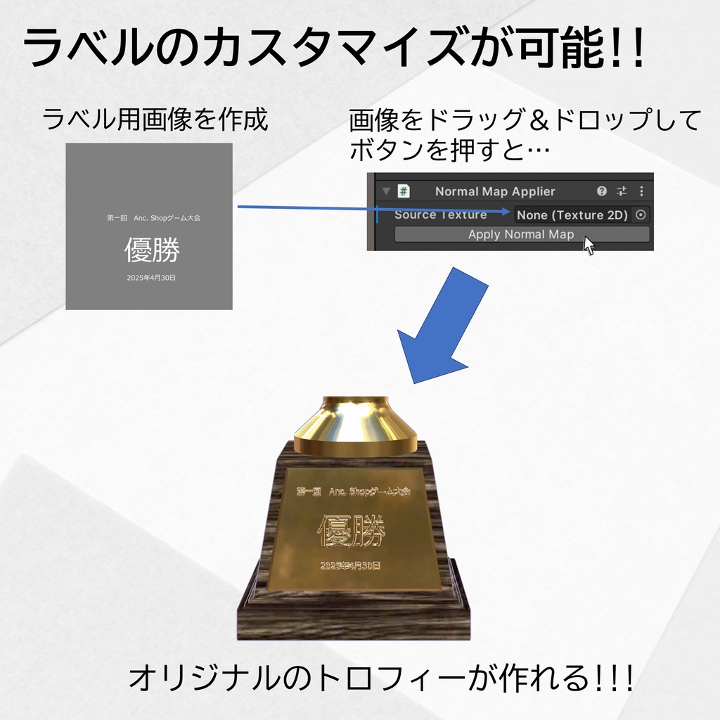 手渡しトロフィーセット(ゴールド・シルバー・ブロンズ)