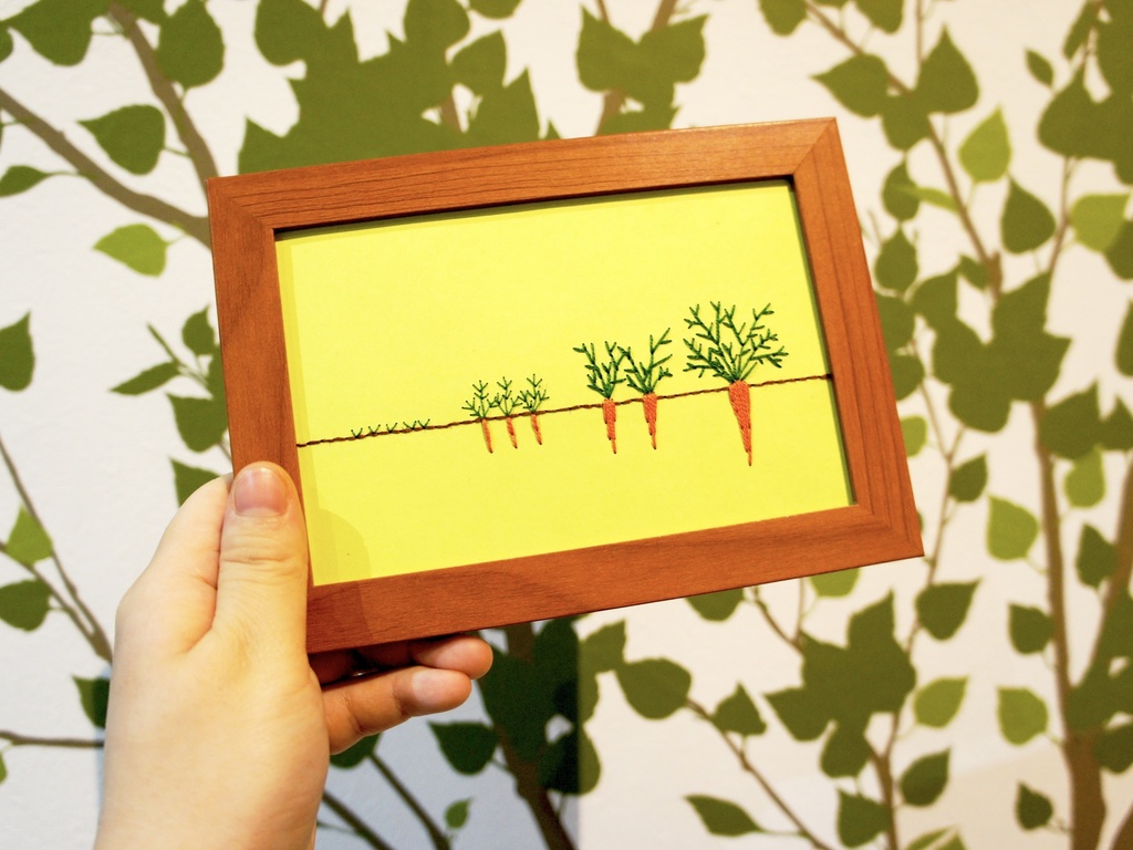 紙刺繍作品「春の成長」