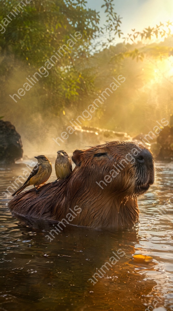 Capybara Hot Spring - Healing Wallpaper Set
