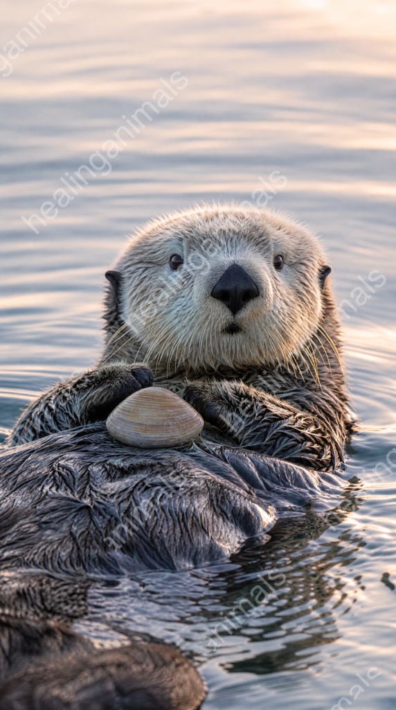 Sea Otter Floating - Healing Wallpaper Set