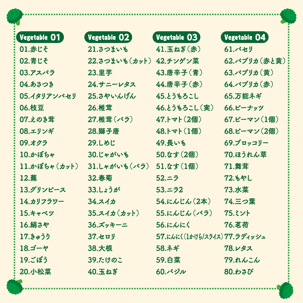 vegetableイラスト素材【JPG・PNG】メジャー野菜のイラスト