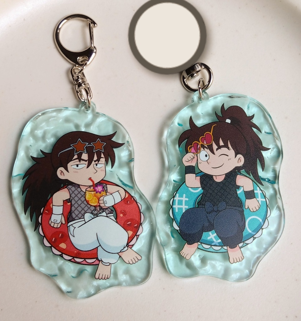 天鬼と土井半助の水面アクキー