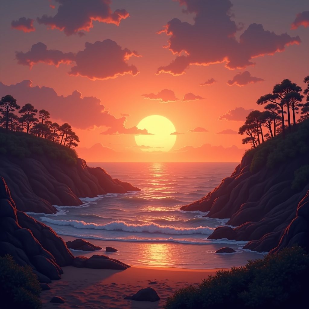 夕焼けの海岸