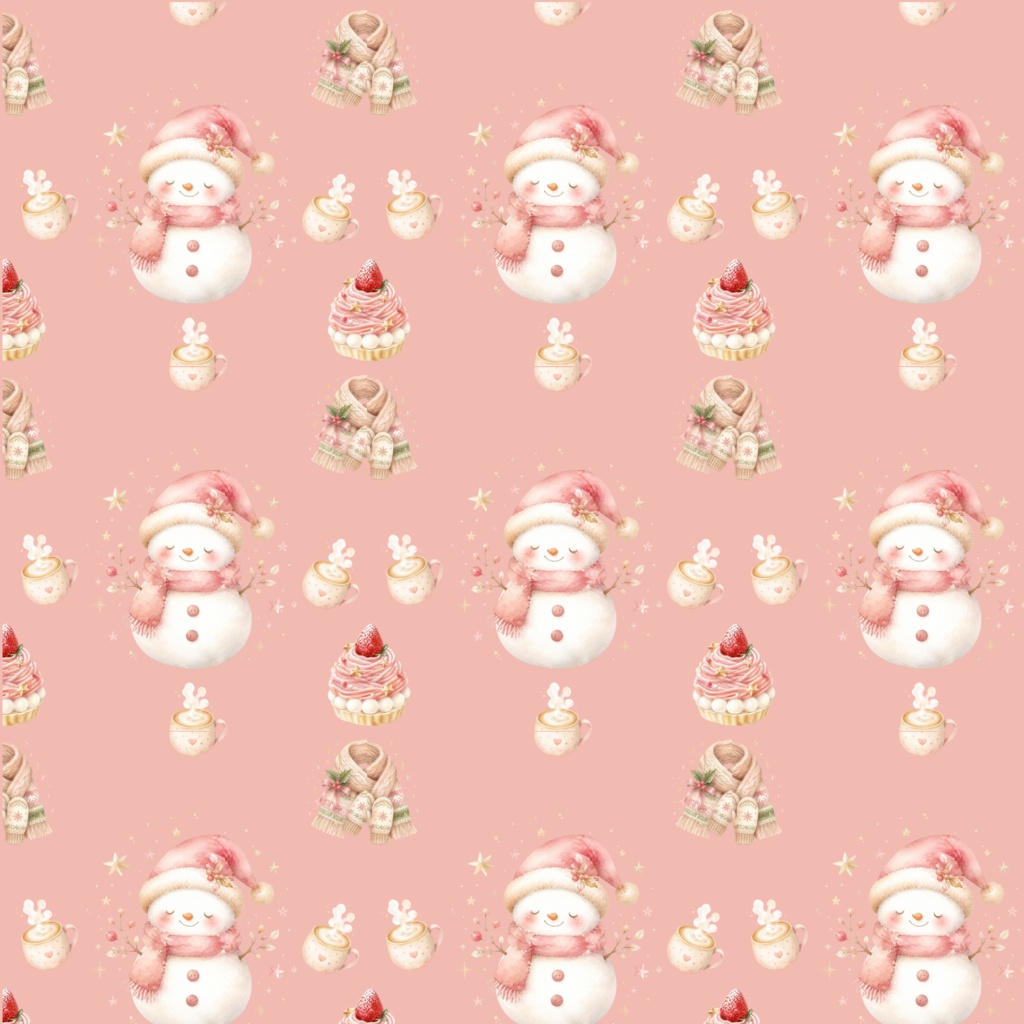 クリスマスのかわいいデジタルペーパー 5枚セット|サンタ・雪だるま・壁紙・ラッピング・コラージュ素材