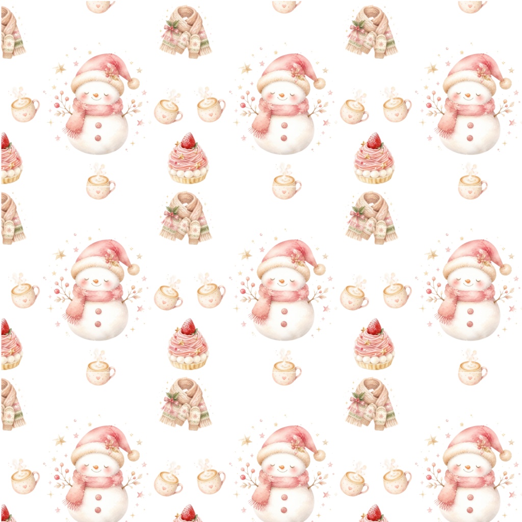 クリスマスのかわいいデジタルペーパー 5枚セット|サンタ・雪だるま・壁紙・ラッピング・コラージュ素材