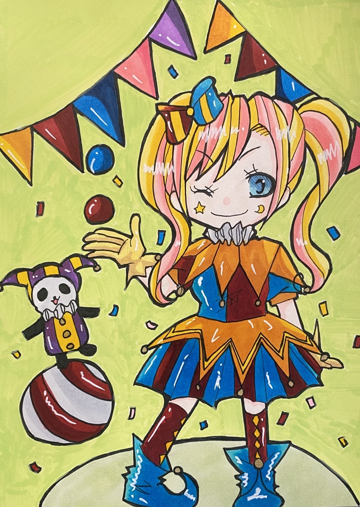 オリジナル サーカス🧸🎪🥁原画イラスト