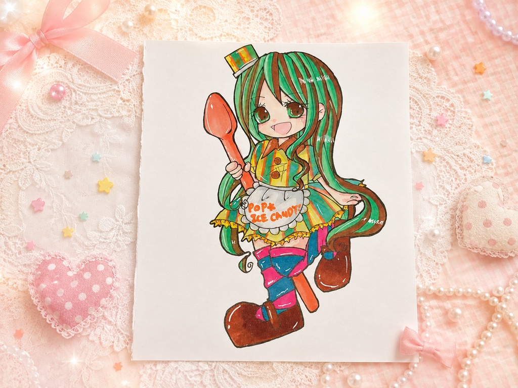 チョコミントアイス擬人化　原画