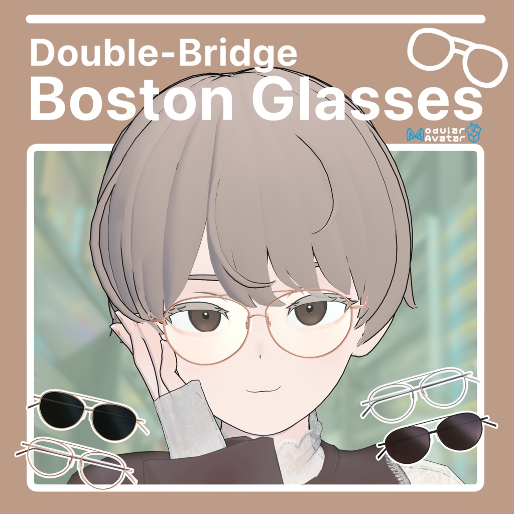 ［SALE!!￥200→￥0］Double-Bridge Boston Glasses［Quest対応］