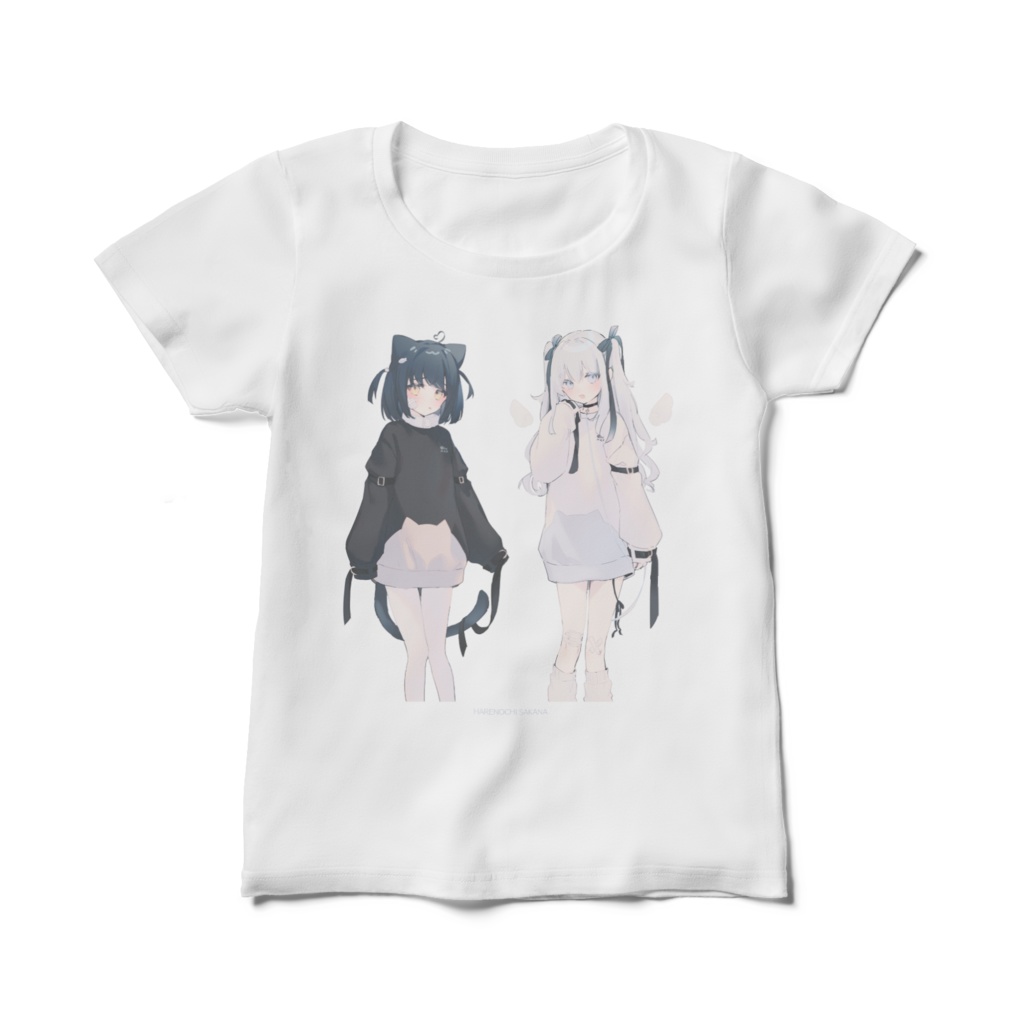 黒猫&天使ちゃん レディースTシャツ