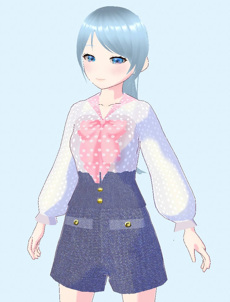 【3色セット】シアーリボンコーデ|ブラウス&ショートパンツ【XWear対応】