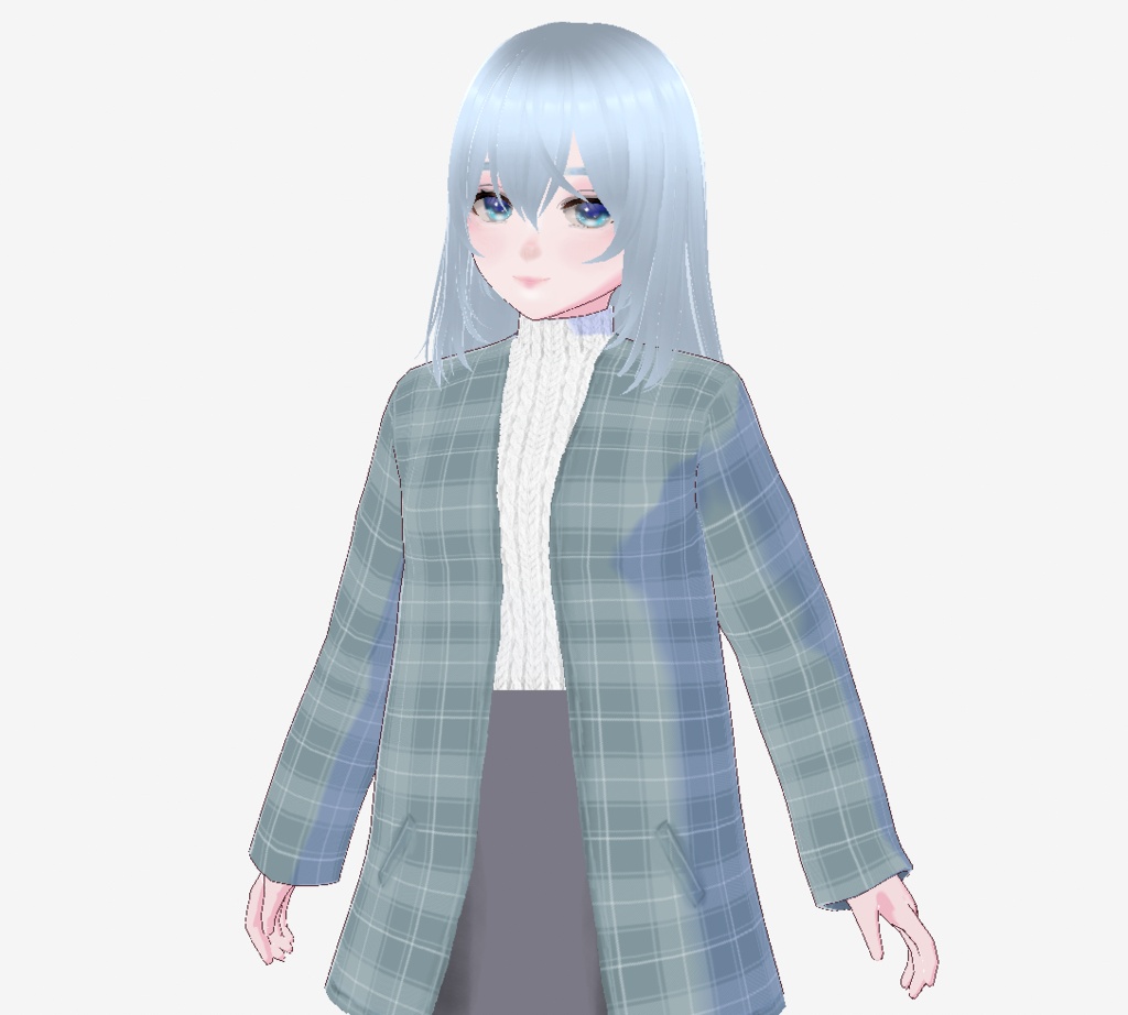 【VRoid衣装】Sky Check Coat Set|3色セット