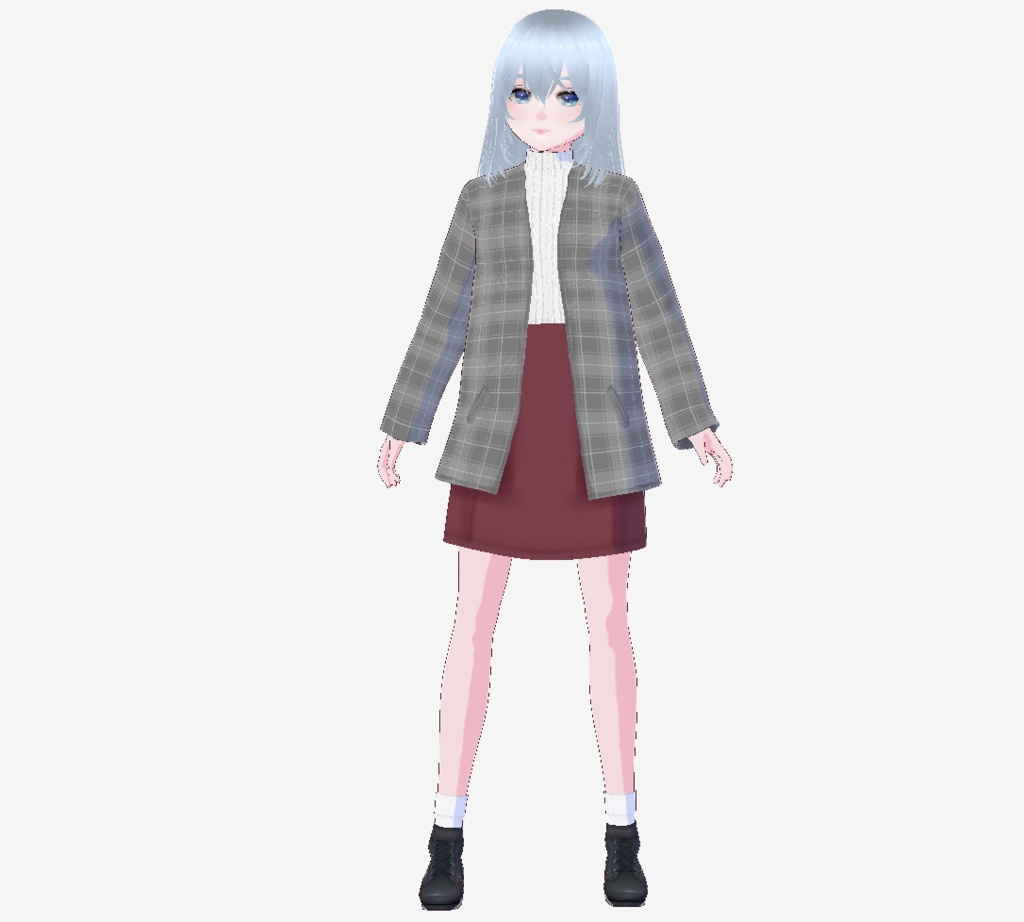【VRoid衣装】Sky Check Coat Set|3色セット