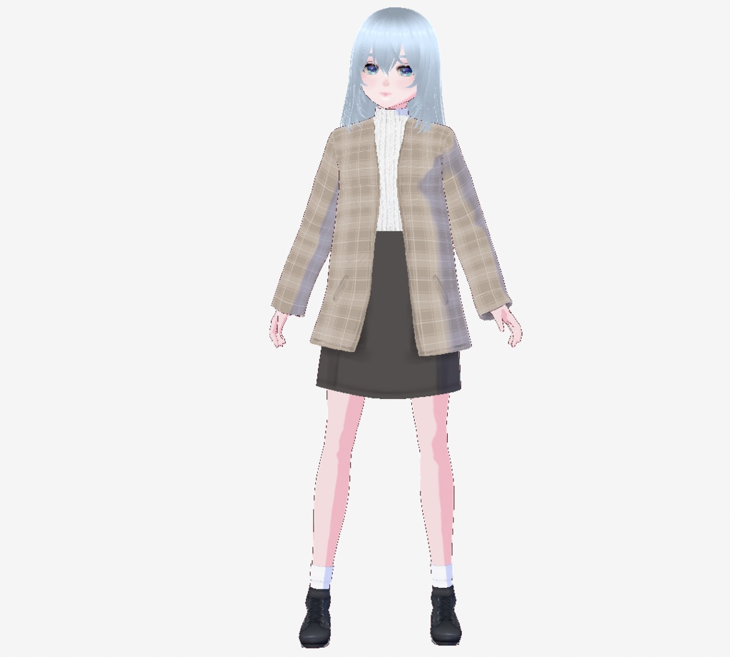 【VRoid衣装】Sky Check Coat Set|3色セット