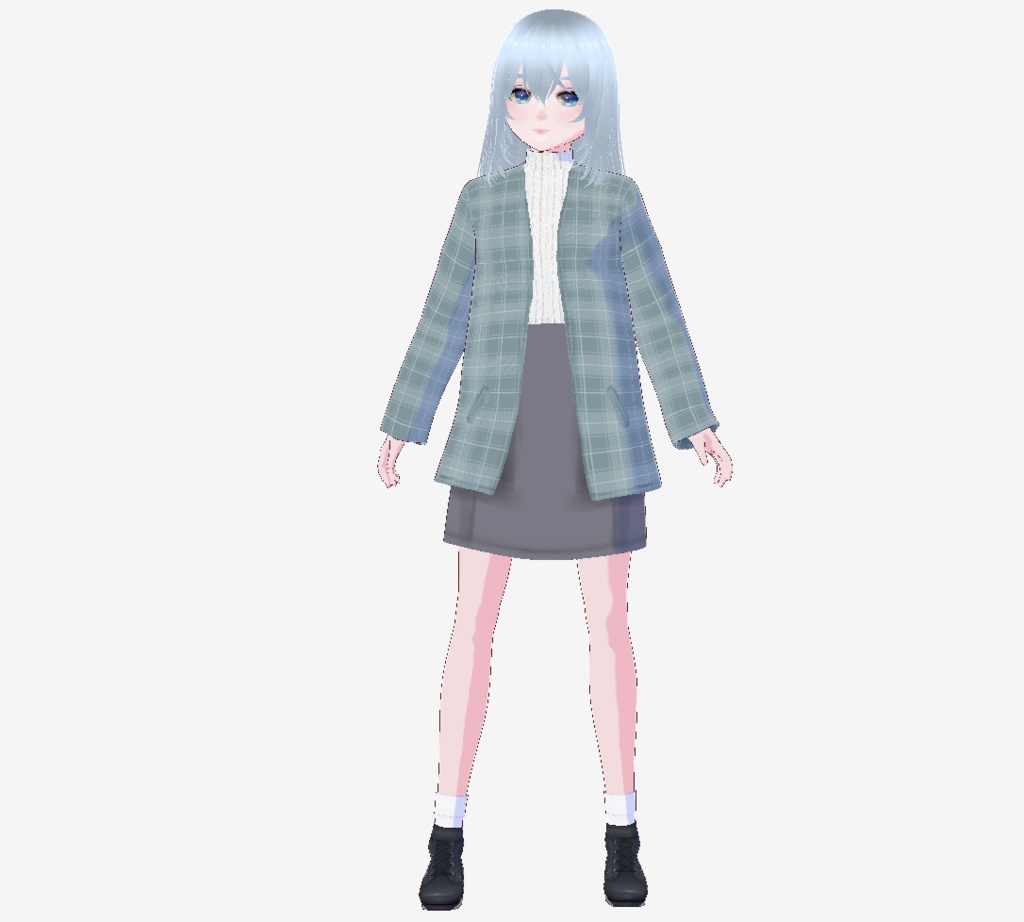 【VRoid衣装】Sky Check Coat Set|3色セット