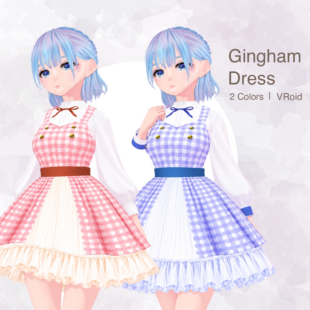 【VRoid】Gingham Dress - ギンガムチェックドレス - 2color