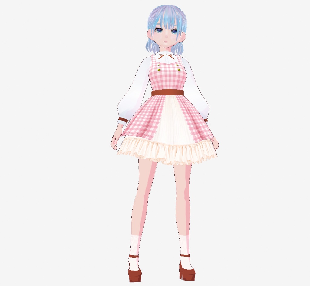 【VRoid】Gingham Dress - ギンガムチェックドレス - 2color