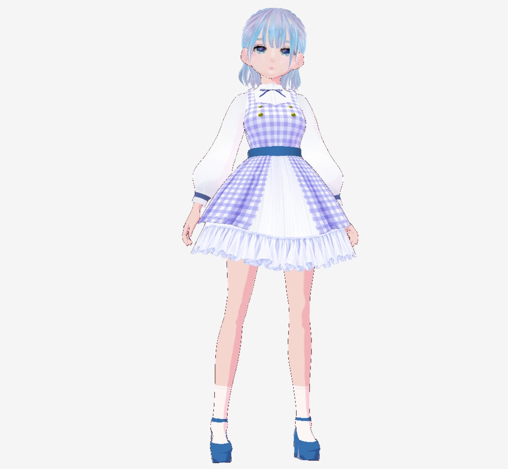 【VRoid】Gingham Dress - ギンガムチェックドレス - 2color