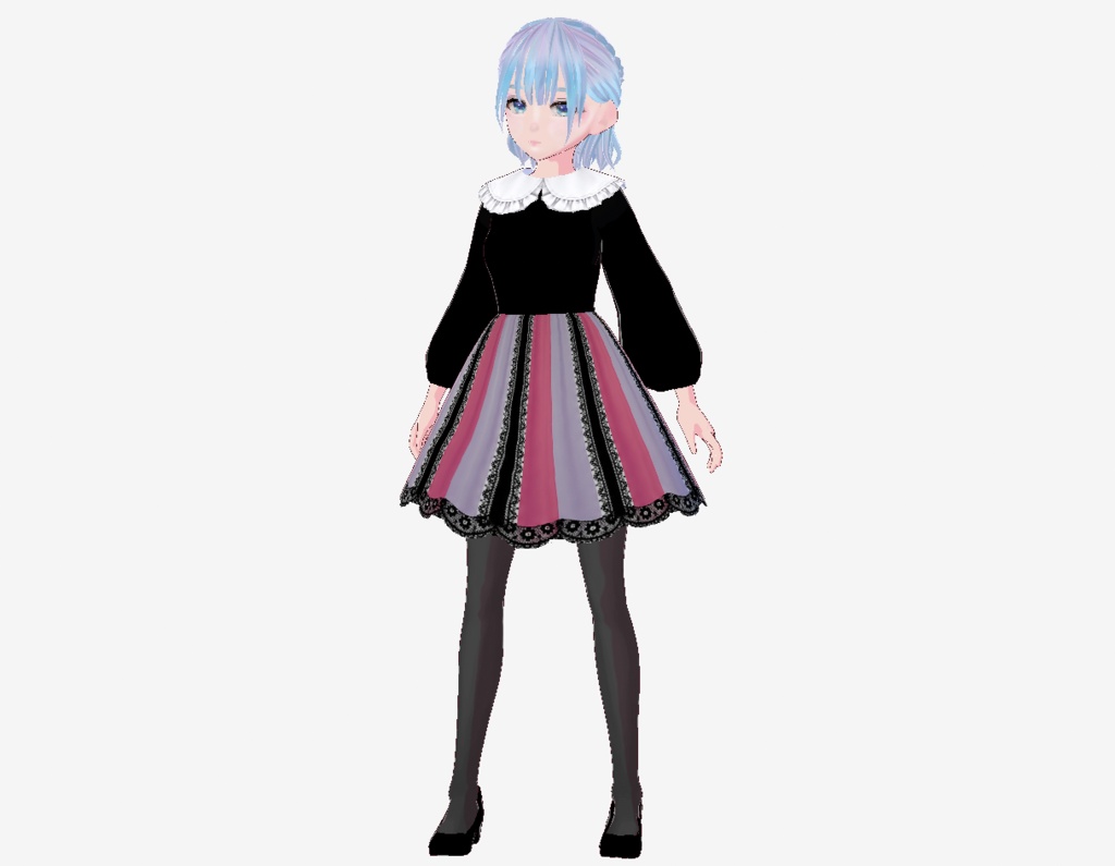 【VRoid衣装/3色セット】Lace Dress|レースワンピース・タイツ&靴付き