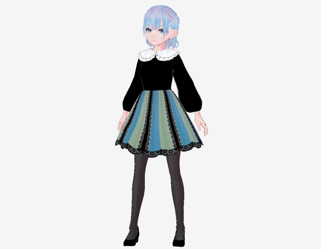 【VRoid衣装/3色セット】Lace Dress|レースワンピース・タイツ&靴付き